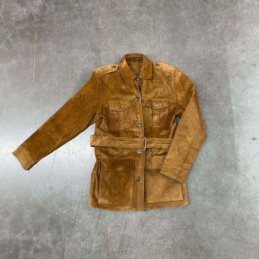 VTG Ralph Lauren Suede‎ Leather Safari Belted Jacket Brown Women’s Small